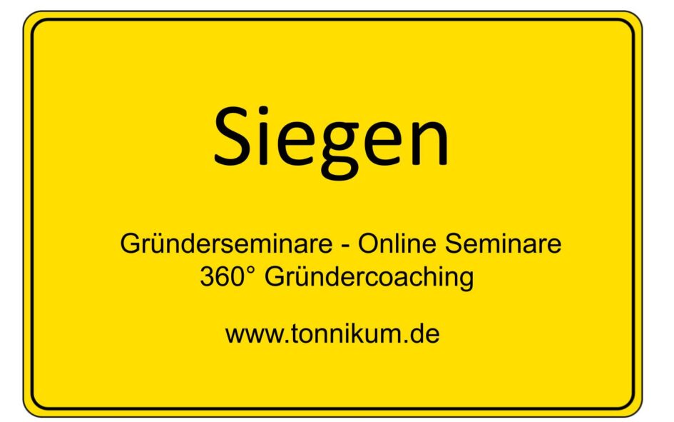 Siegen Gründerseminar - Online Seminare - Gründeroaching - TONNIKUM®