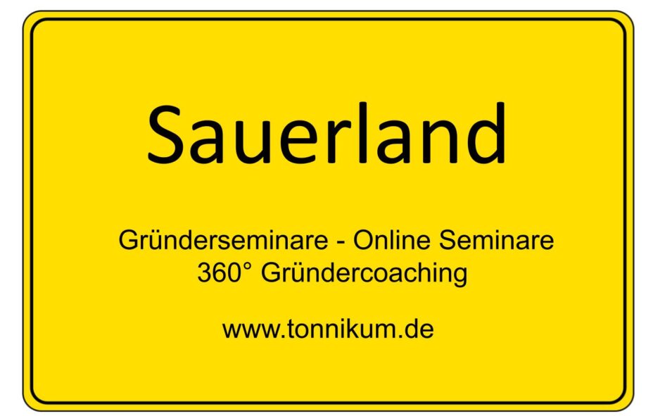 Sauerland Gründerseminar - Online Seminare - Gründeroaching - TONNIKUM®